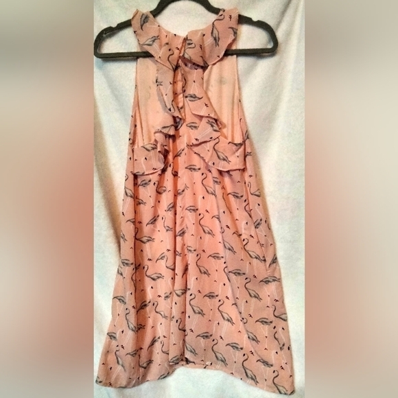 Entro Flamingo Ruffle Sleeveless Shift Dress Size Small - Picture 2 of 5